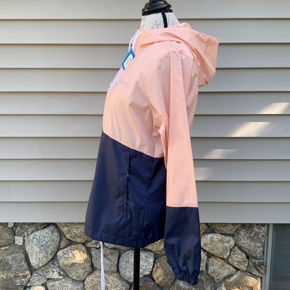 COLUMBIA Flash Forward Women’s Windbreaker - Peach Cloud/Nocturnal - Picture 10 of 16
